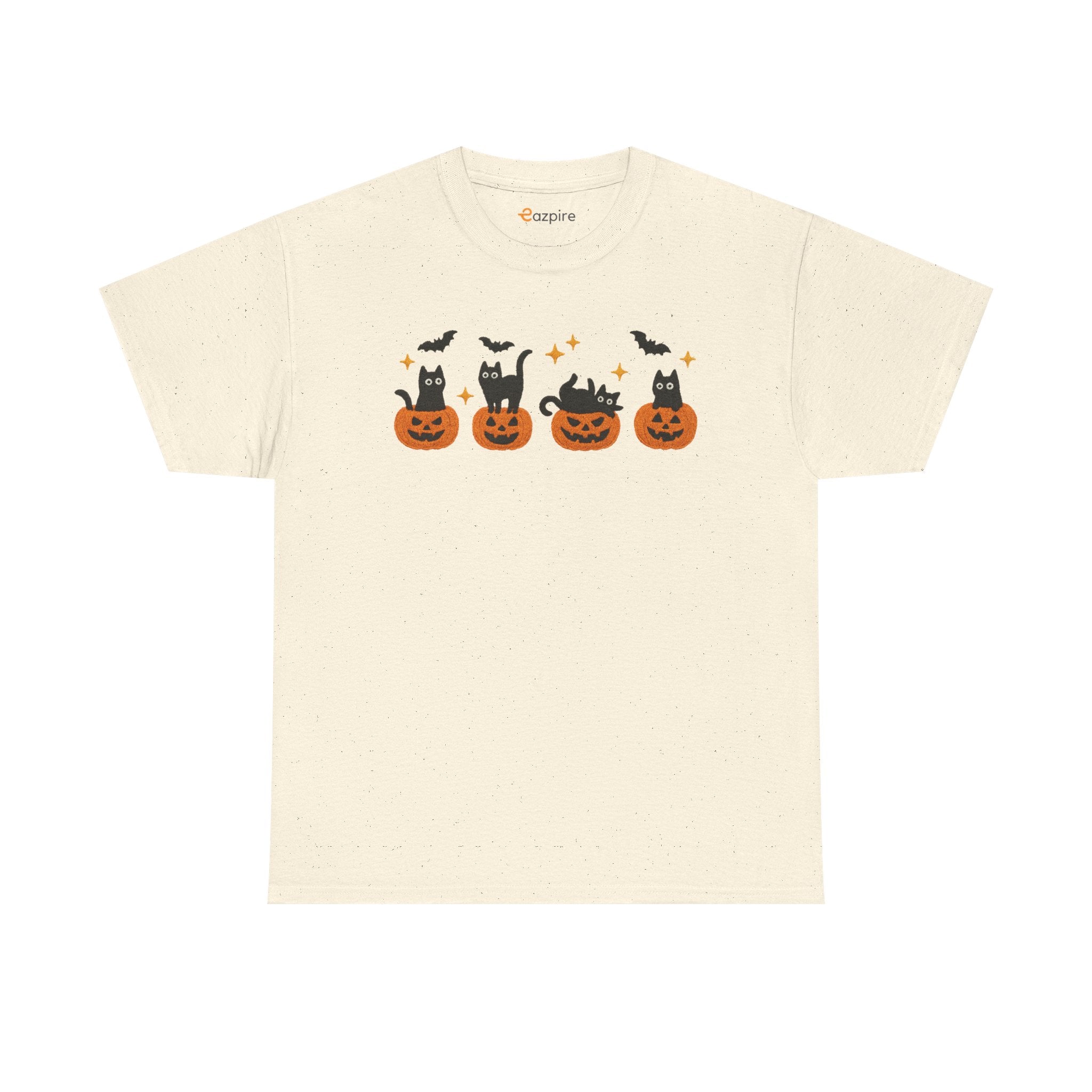Halloween Cat & Pumpkin Tee - Cozy, Fun, Unisex T-Shirt for Cat Lovers, Spooky Season, Fall Parties, Gifts