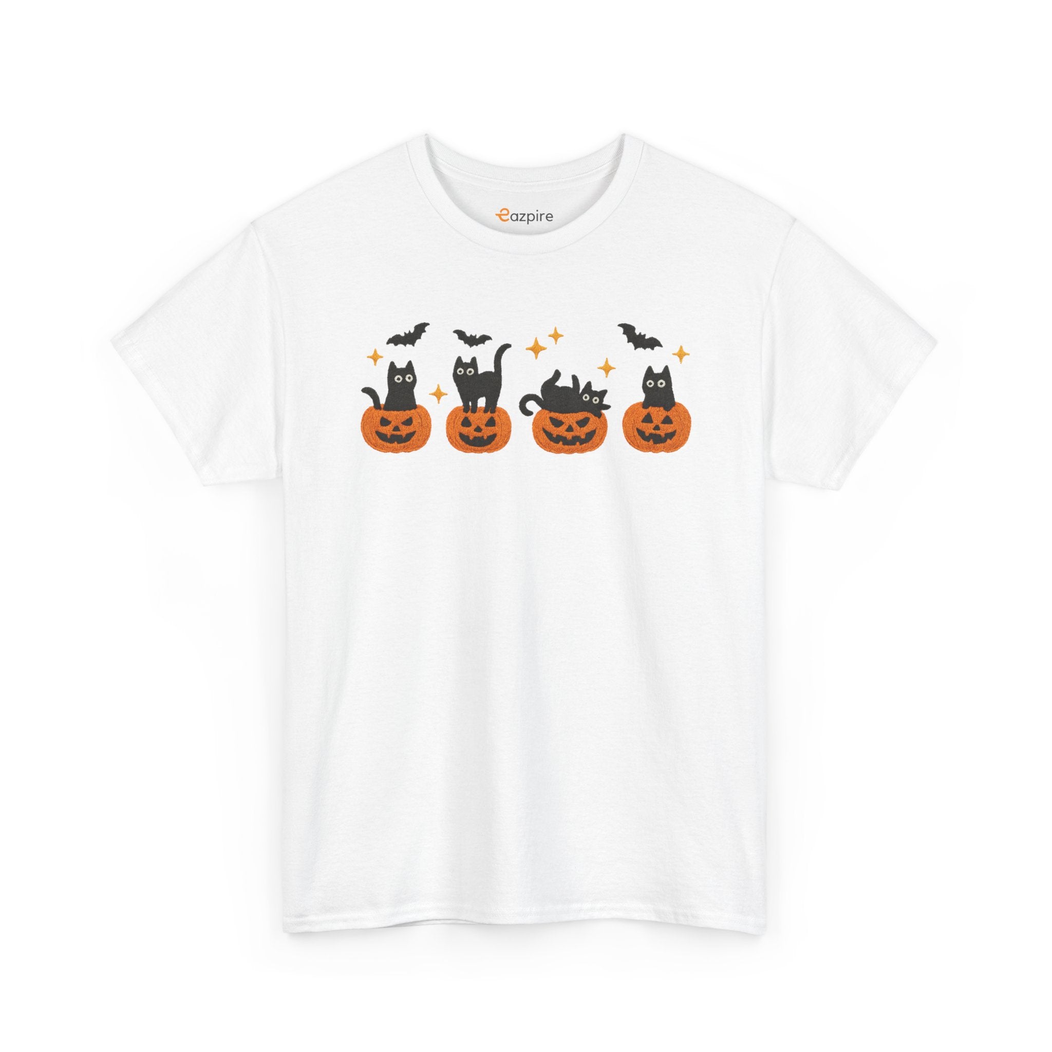 Halloween Cat & Pumpkin Tee - Cozy, Fun, Unisex T-Shirt for Cat Lovers, Spooky Season, Fall Parties, Gifts