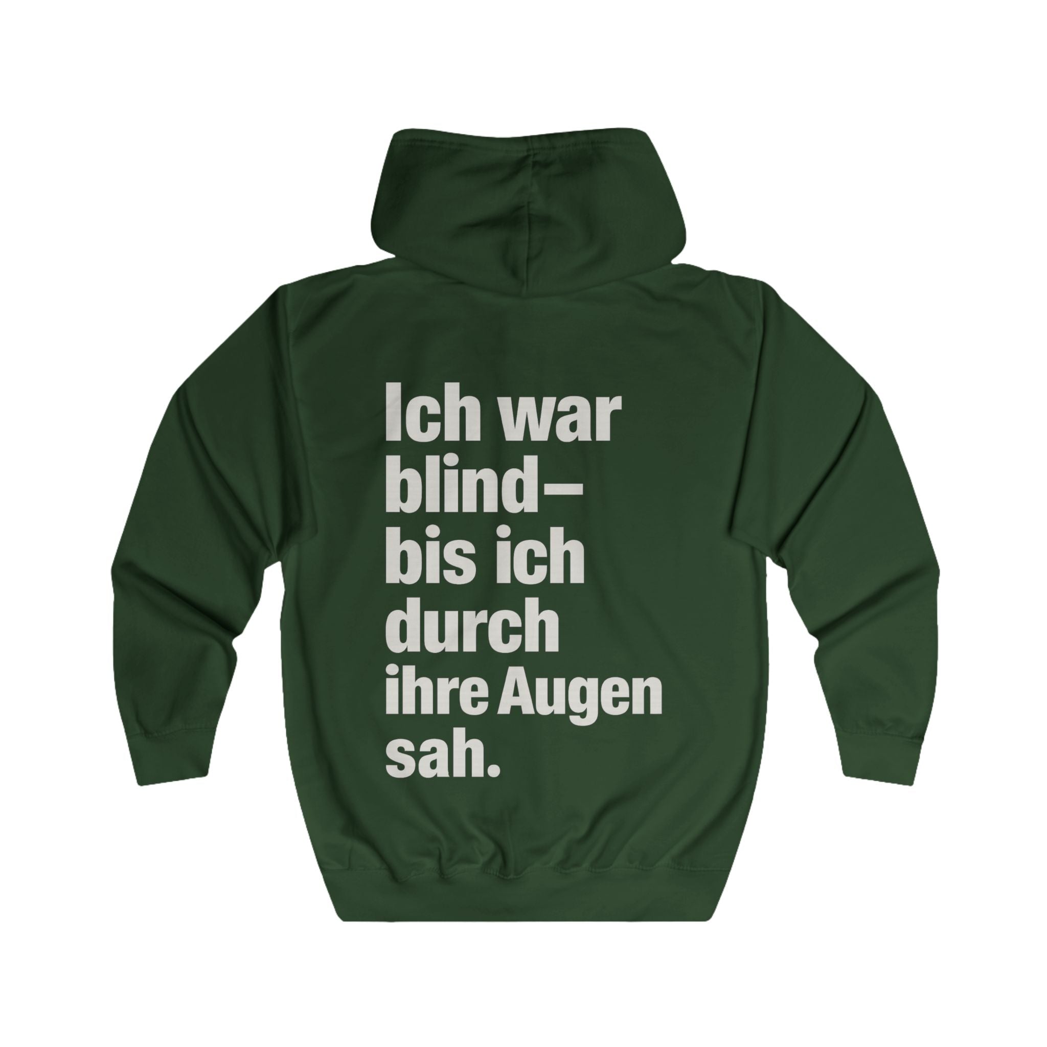 Full Zip-Up Hoodie - Ich war blind - bis ich durch ihre Augen sah. - Vegan Statement