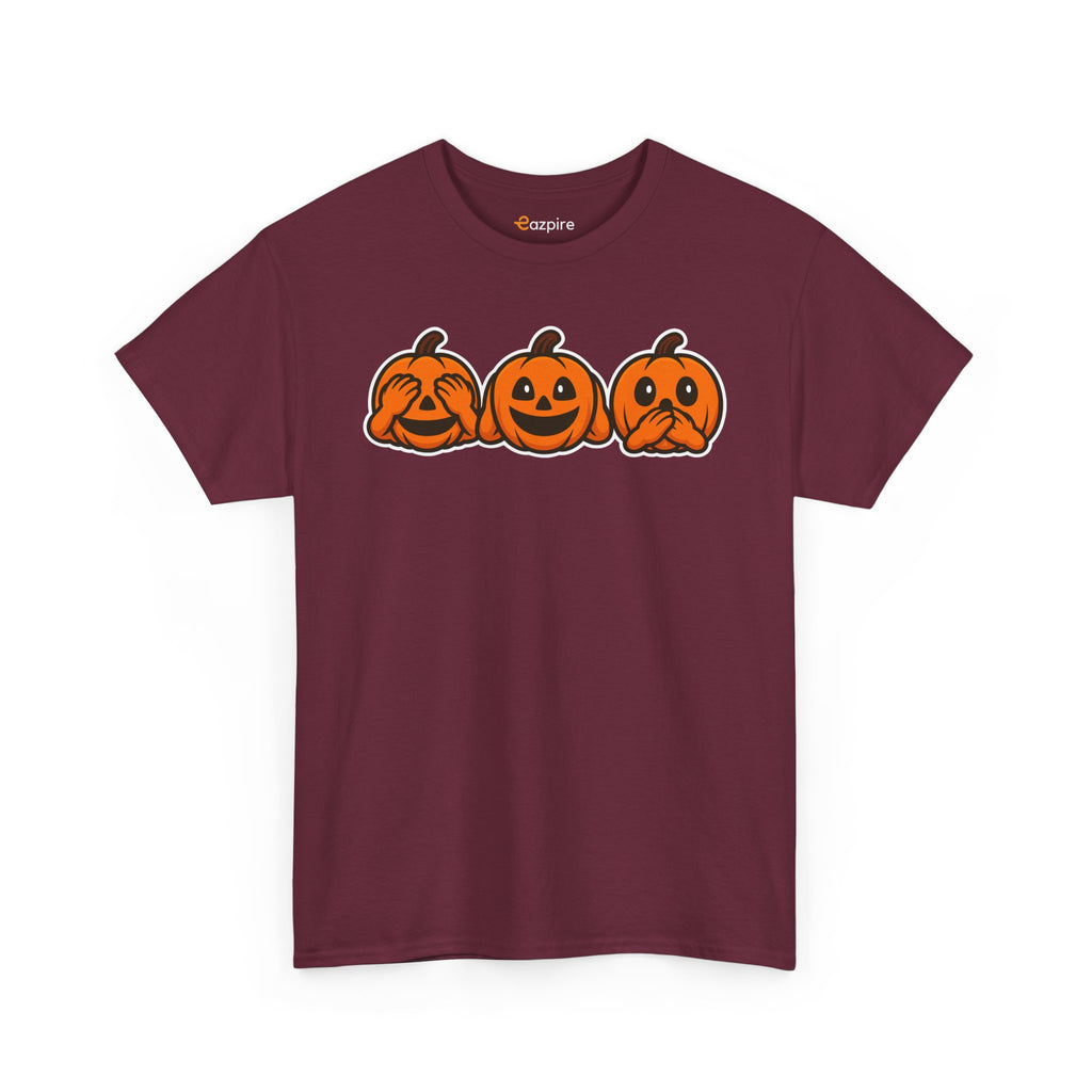 Unisex Cotton T-Shirt - See No Evil Pumpkin Tee – Cozy Fall Sweatshirt for Halloween Lovers