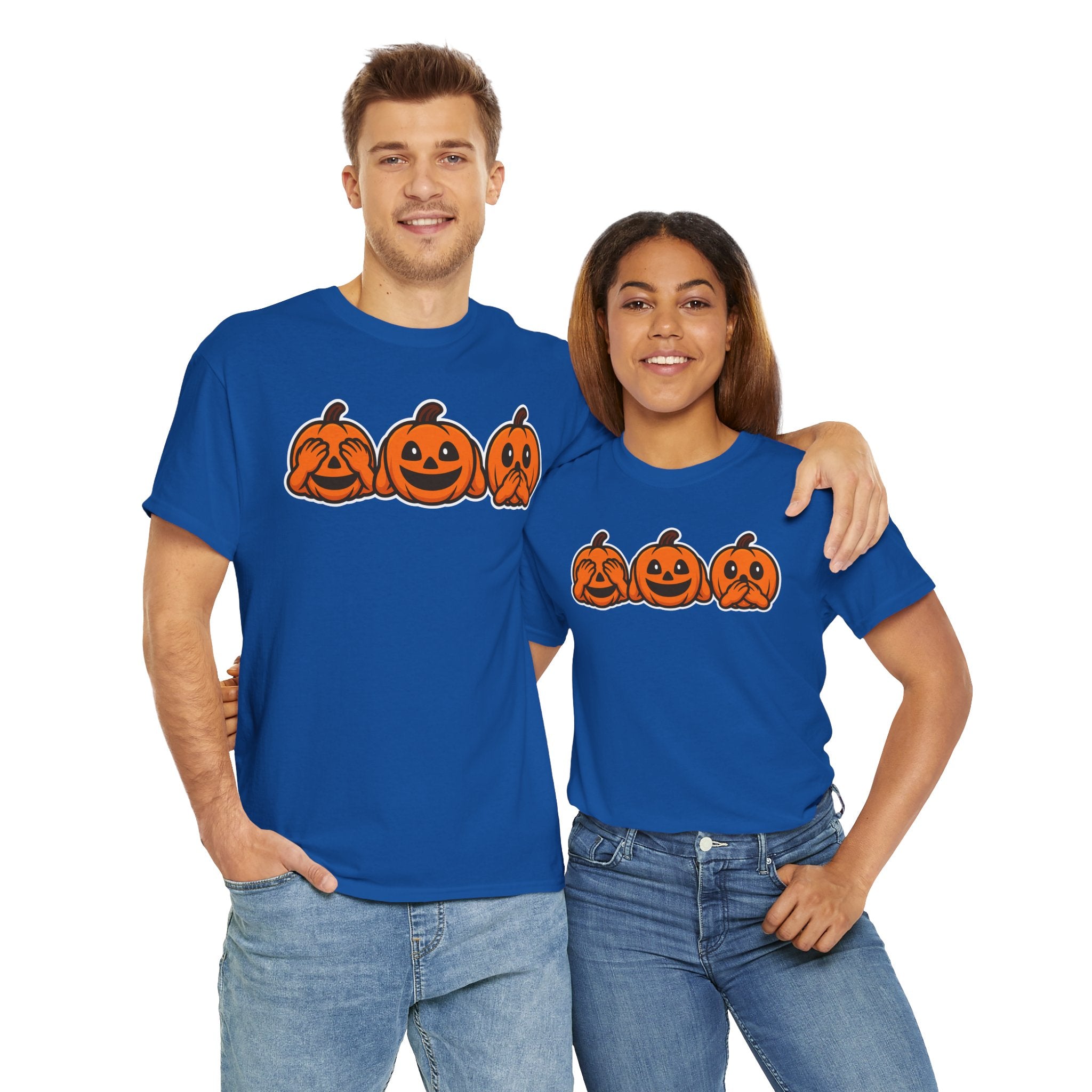 Unisex Cotton T-Shirt - See No Evil Pumpkin Tee – Cozy Fall Sweatshirt for Halloween Lovers