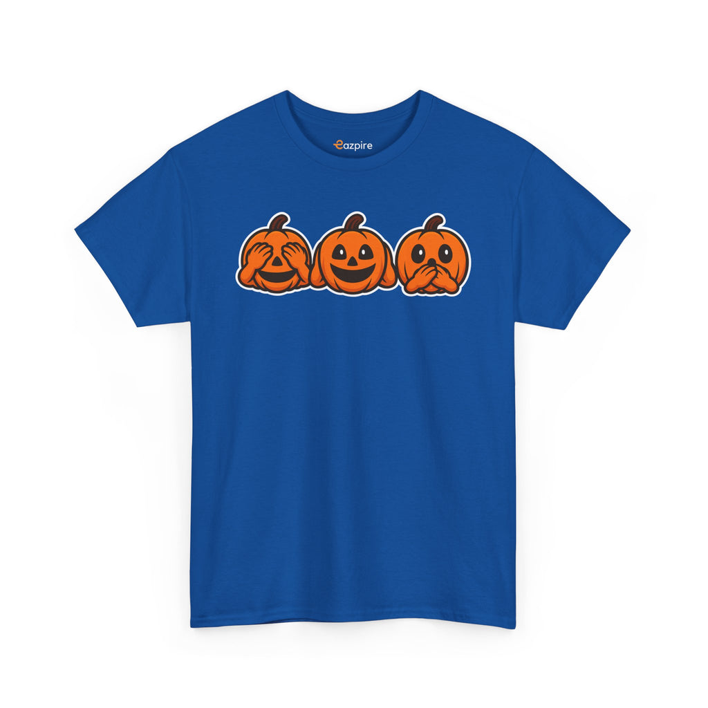 Unisex Cotton T-Shirt - See No Evil Pumpkin Tee – Cozy Fall Sweatshirt for Halloween Lovers