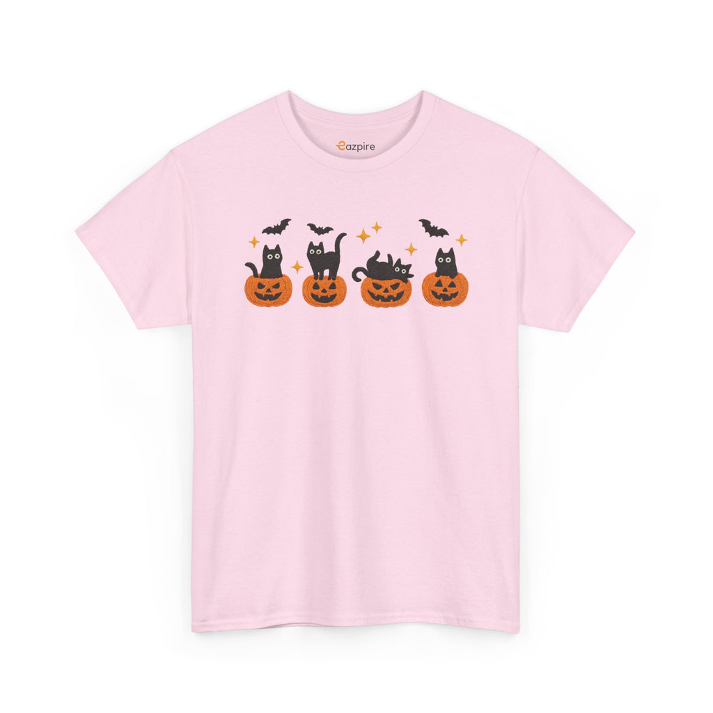 Halloween Cat & Pumpkin Tee - Cozy, Fun, Unisex T-Shirt for Cat Lovers, Spooky Season, Fall Parties, Gifts