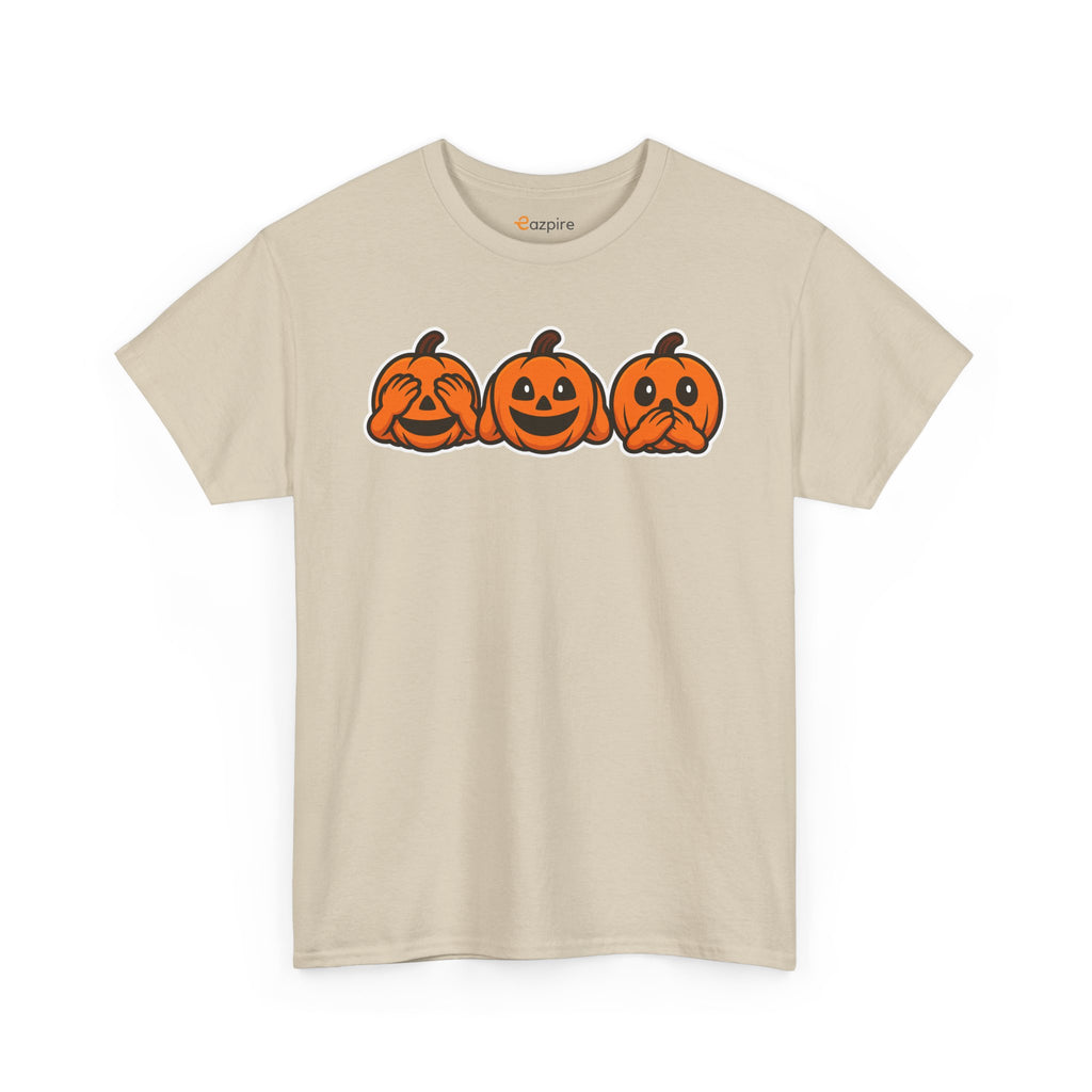 Unisex Cotton T-Shirt - See No Evil Pumpkin Tee – Cozy Fall Sweatshirt for Halloween Lovers