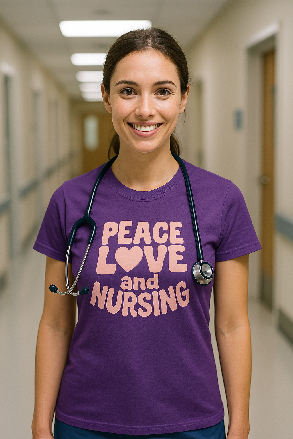 Peace, Love, and Nursing Tee - Women's Favorite Graphic T-Shirt, Nurse Gift, Healthcare Apparel